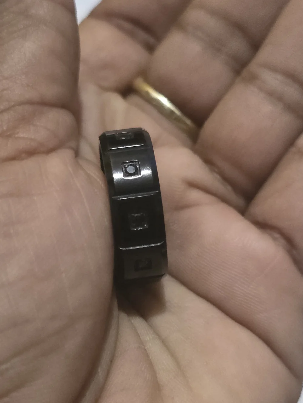 Black Stainless Steel  Square Accent Band Ring
